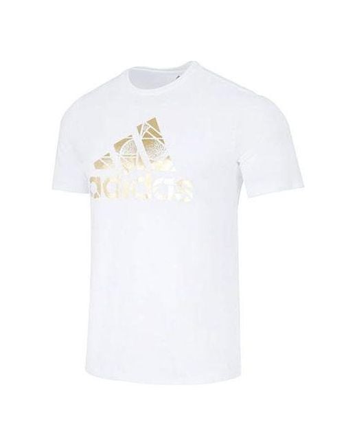 Adidas White Large Logo Printing Casual Round Neck Short Sleeve for men