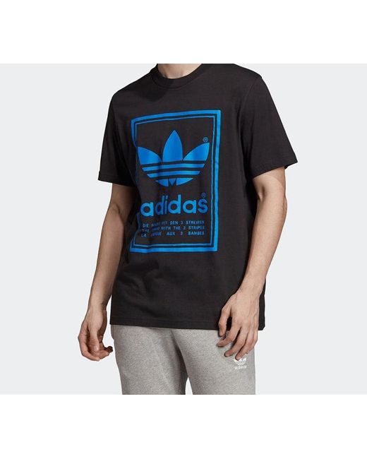 Adidas Black Originals Classic Logo Sports Round Neck Short Sleeve for men