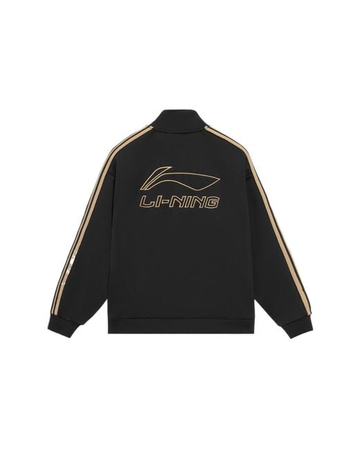 Li-ning Black Striped Graphic Jacket Khaki' for men