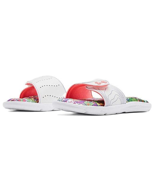 Under Armour White (Wmns) Ignite 6 Graphic Footbed Slide Blitz'