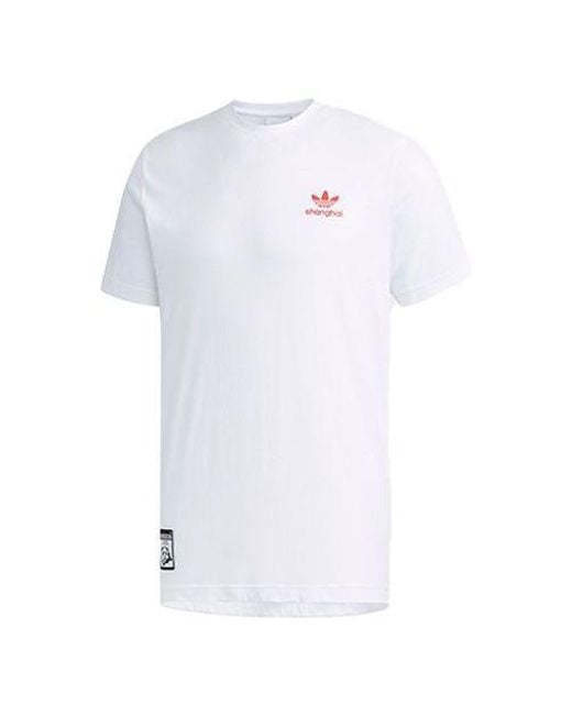 Adidas White Originals Key City Shanga Casual Sports Round Neck Short Sleeve for men