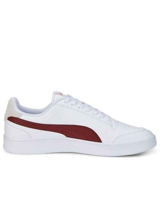 PUMA White Shuffle Trainers Burgundy' for men
