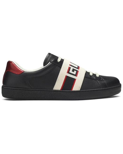 Gucci Black 523469 Ace Shoes Calf-skin Leather Casual Sneakers (GGM1715) for men