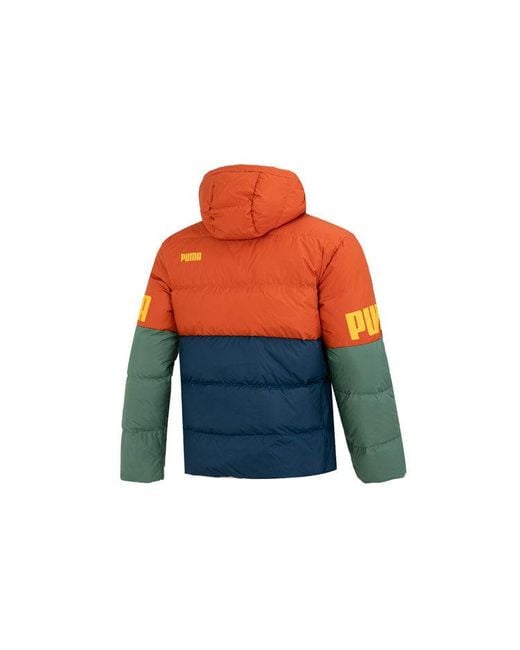 PUMA Orange Power Down Hooded Jacket for men