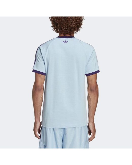 Adidas Blue Originals Originals X Kerwin Frost Crossover Cartoon Pattern Printing Sports Short Sleeve for men