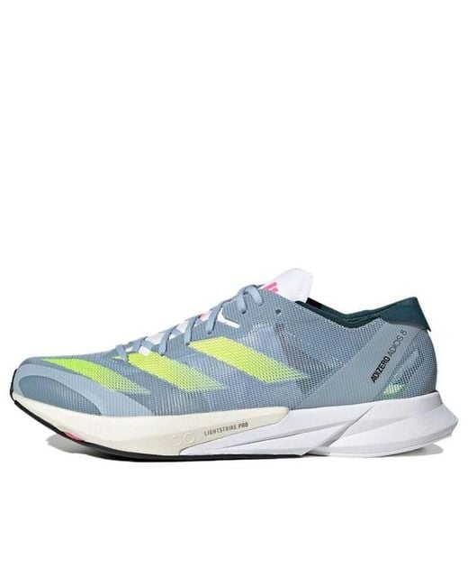 Adidas Blue Adizero Adios 8 Shoes 'Wonder Lucid Lemon' for men