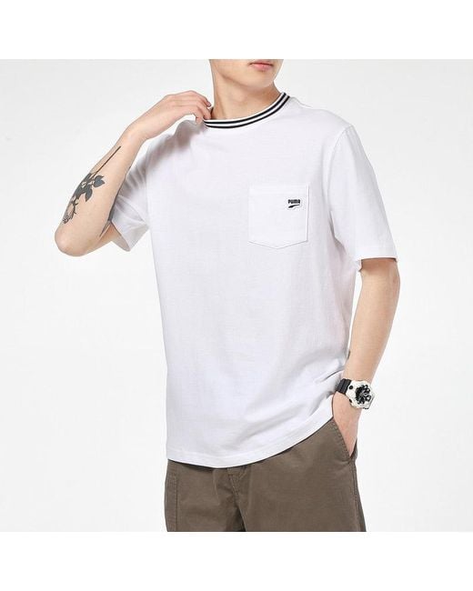 PUMA White Downtown Pocket T-Shirt for men