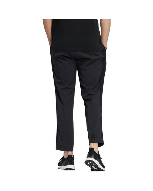 Adidas Black Wj Pnt Solid Color Logo Elastic Woven Sports Pants/Trousers/Joggers for men