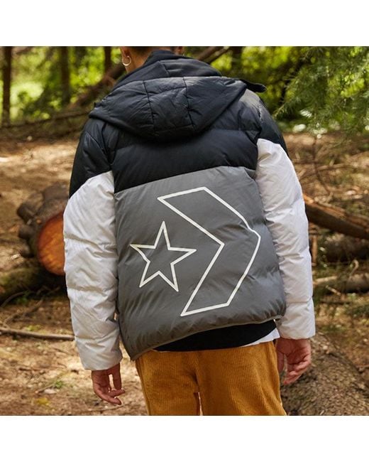 Converse Gray Classic Casual Warm Hooded Down Jacket for men