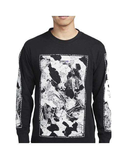 Nike Black Ss22 Acg Large Abstract Rock Pattern Printing Round Neck Pullover for men