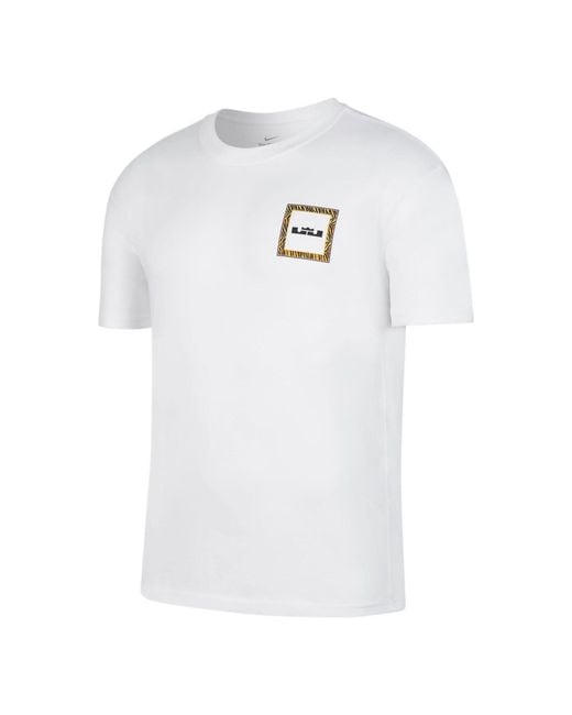Nike White Back Stripe Pattern Printing Basketball Round Neck Casual Short Sleeve for men