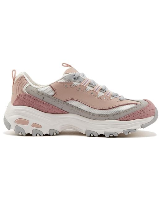 Skechers White (Wmns) D'Lites 1.0 Low Running Shoes