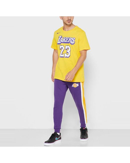 Nike Yellow Nba Lakers Basketball Sports Short Sleeve Lebron James 23 for men