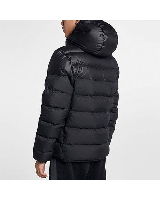 Nike Black Nsw Windrunner Down Fill Stay Warm Solid Color Hooded Down Jacket for men