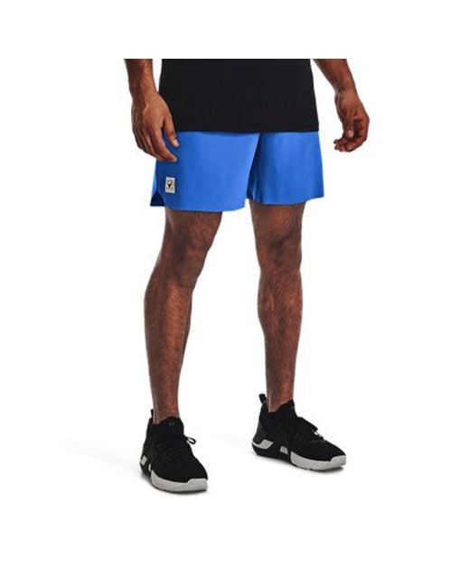 Under Armour Blue Project Rock Hybrid Shorts for men