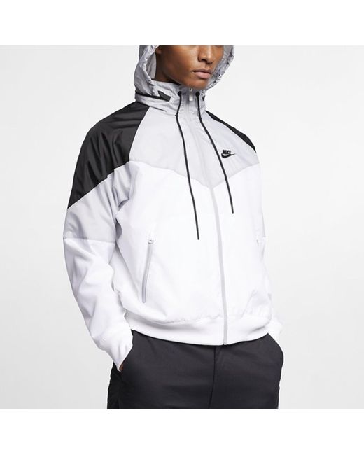 Nike White Windrunner Sports Patchwork Jacket for men