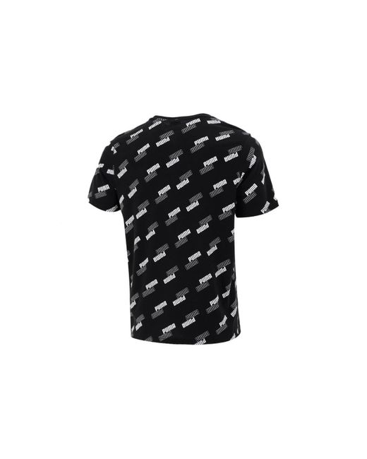 PUMA Black Full Print Logo Round Neck Breathable Round Neck Short Sleeve for men