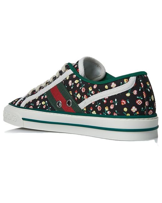 Gucci Black Tennis 1977 Floral Low Top Sneaker