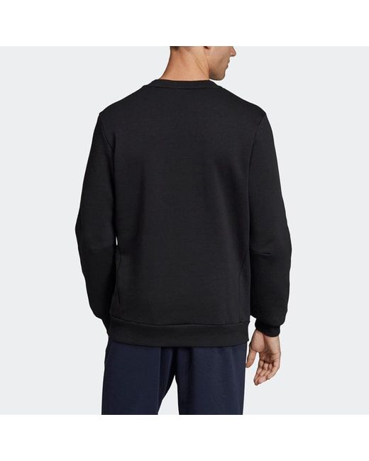 Adidas Blue Fleece Lined Stay Warm Athleisure Casual Sports Pullover Round Neck for men