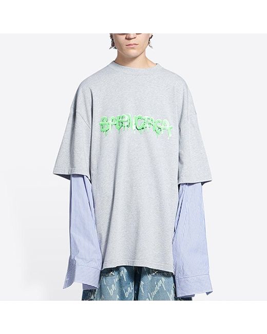 Balenciaga White Slime Logo Layered T-Shirt for men