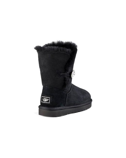 Ugg Black (Wmns) Classic Bling Button Fleece Lined