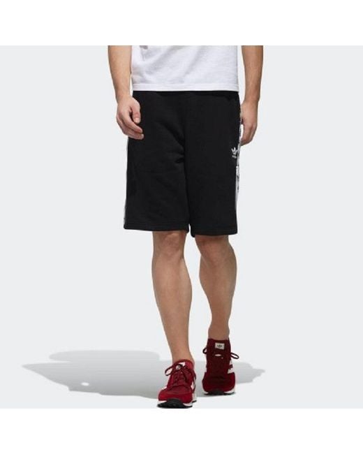 Adidas Black Originals Side Webbing Logo Printing Sports Shorts for men