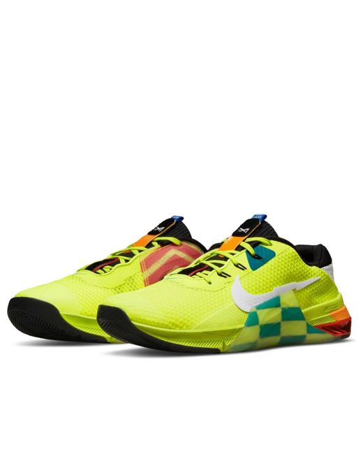 Nike Yellow Metcon 7 Amp 'Volt Bright Spruce Checkered' for men