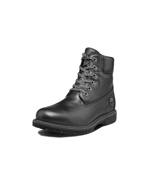 Timberland Black 6 Inch Heritage Premium Waterproof Pewter Leather Boots