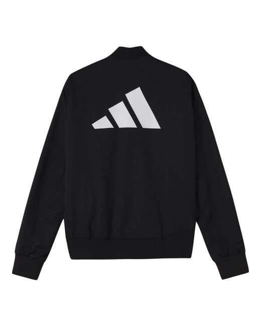 Adidas Blue Fi Jkt Wv Bomb Logo Printing Fleece Lined Stay Warm Sports Jacket for men