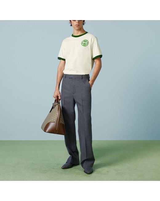 Gucci White Cotton Jersey T-Shirt With Embroidery 'Off' for men