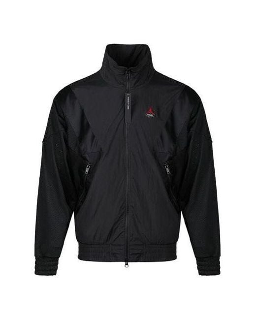 Nike Black Sports Stand Collar Windproof Woven Jacket for men