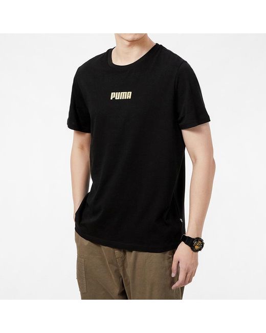 PUMA Black Alphabet Printing Casual Sports Short Sleeve for men