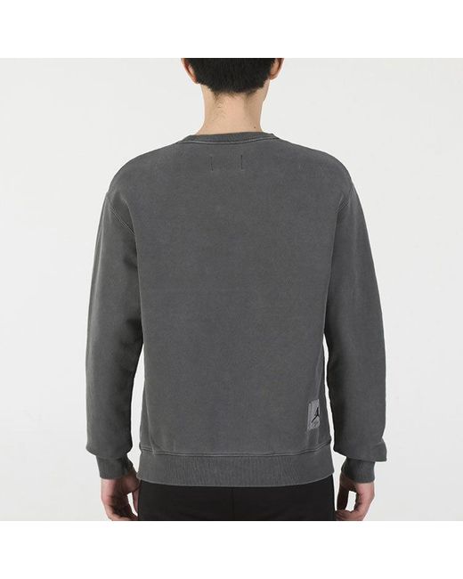 Nike Gray As J Flt Hrtg Flc Crew Embroidered Logo Sports Solid Color Knit Pullover Round Neck Autumn for men