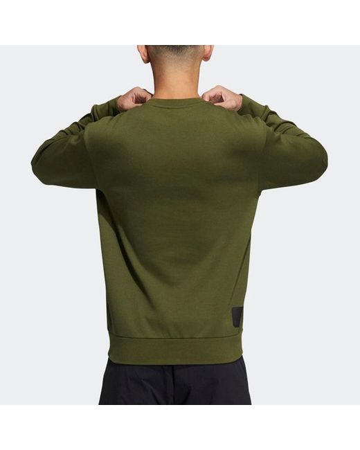 Adidas Green Wj Swt Logo Printing Sports Round Neck Pullover for men