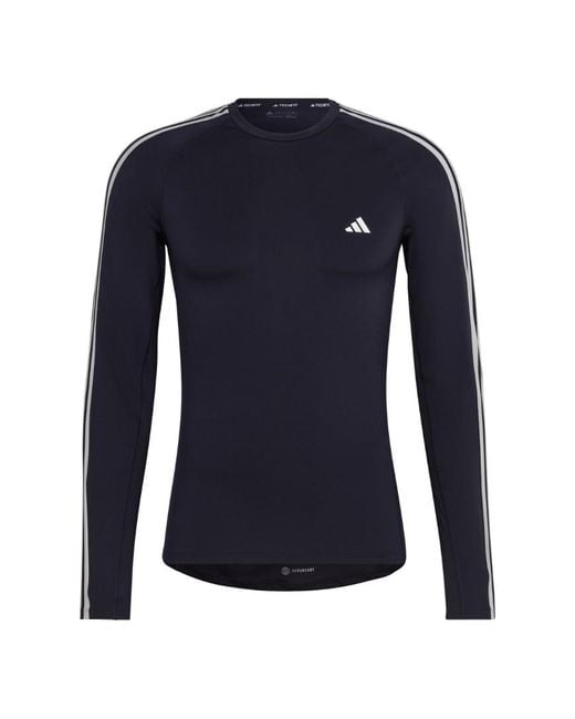Adidas Blue Tf 3s Ls Tee Long Sleeve T-shirt for men