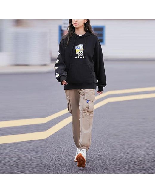 Li-ning Black (Wmns) Sports Living Series Cartoon Pattern Pullover Hoodie