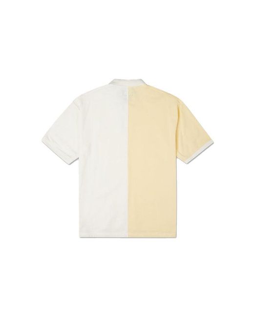 Converse Natural Splicing Colorblock Lapel Short Sleeve Cream Polo Shirt for men