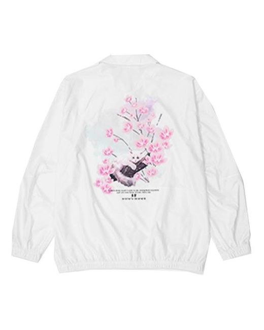 Li-ning White Sakura Graphic Loose Fit Jacket for men