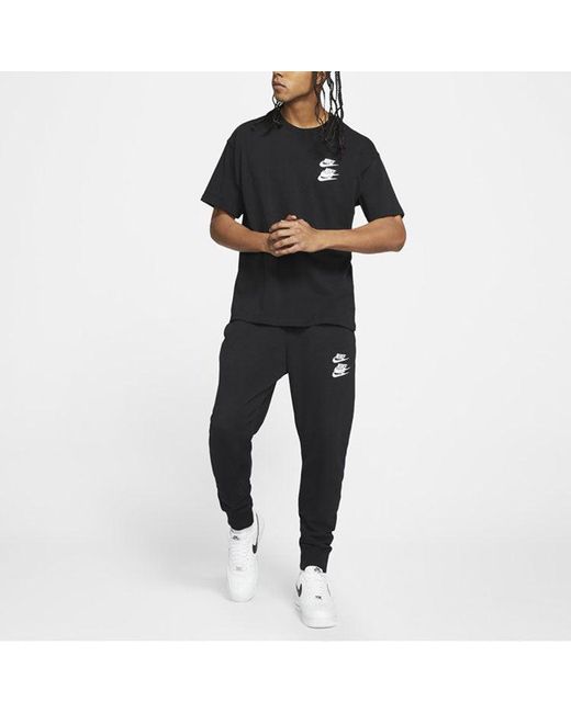 Nike Black Large Logo Printing Sports Round Neck Short Sleeve for men
