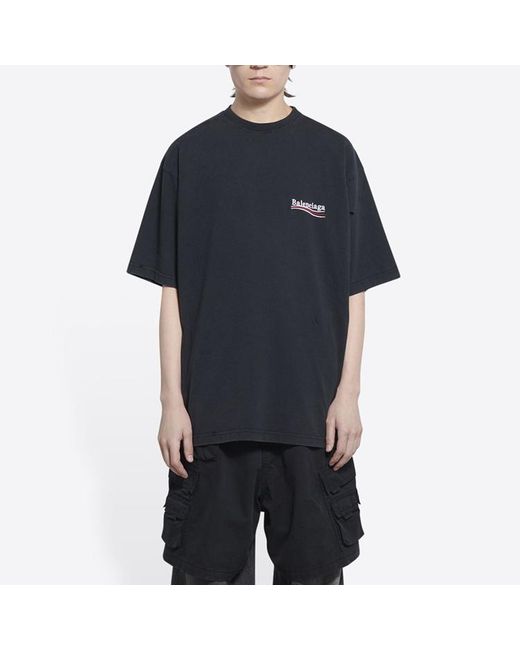 Balenciaga Blue Political Campaign T-Shirt Large Fit 'Washed' for men