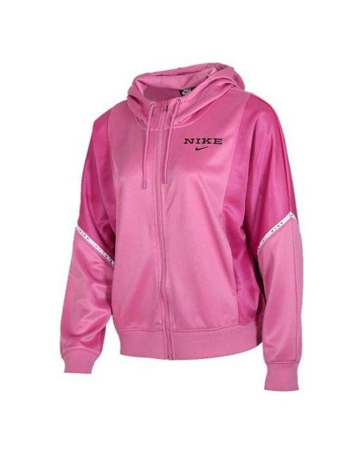 Nike Pink Sportswear Logo Printing Hooded Jacket Coat