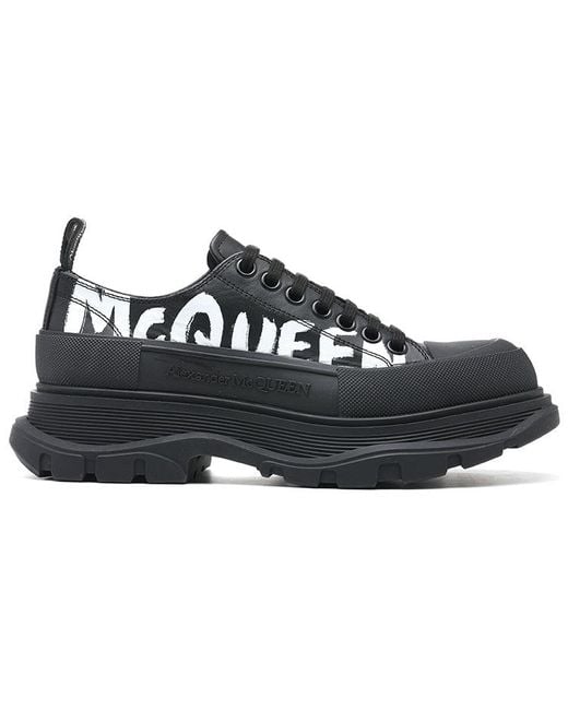 McQueen Black Graffiti Tread Slick Lace Up Shoes for men