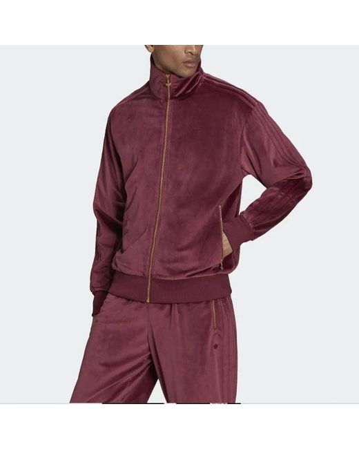 Adidas Red Originals Adicolor Velour Track Jacket for men