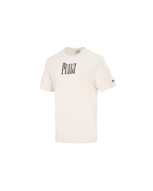 PUMA Pink Athleisure Casual Sports Printing Round Neck Short Sleeve for men