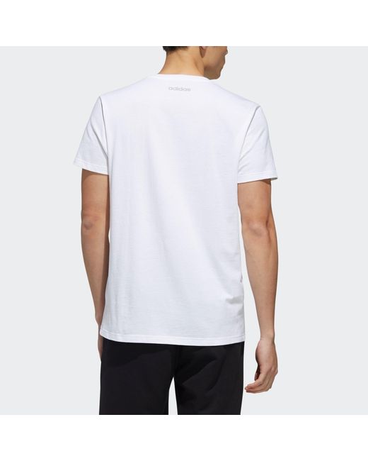 Adidas White Neo Fav Photo T 2 Contrasting Colors Pattern Casual Sports Short Sleeve for men