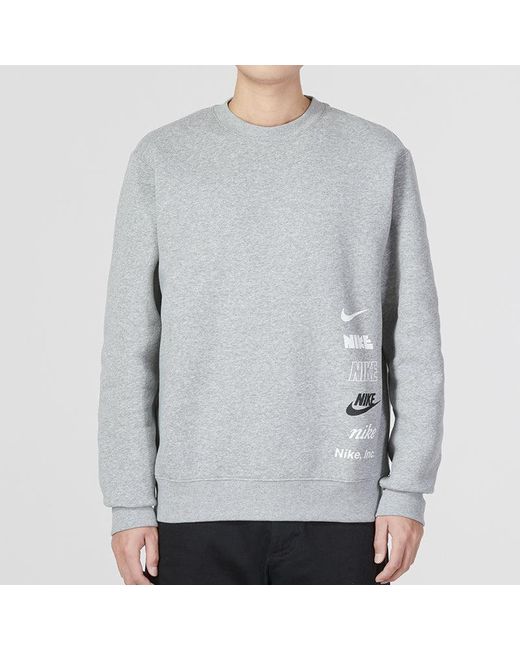 Nike Gray Club Fleece+ Brushed-Back Crew for men