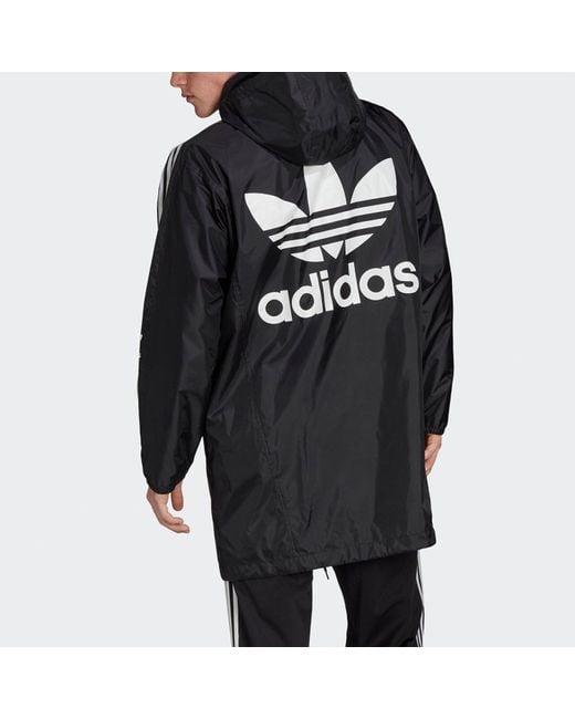 Adidas Blue Originals Back Logo Printed Hooded Casual Windbreaker for men