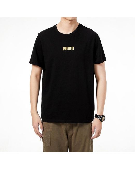 PUMA Black Alphabet Printing Casual Sports Short Sleeve for men