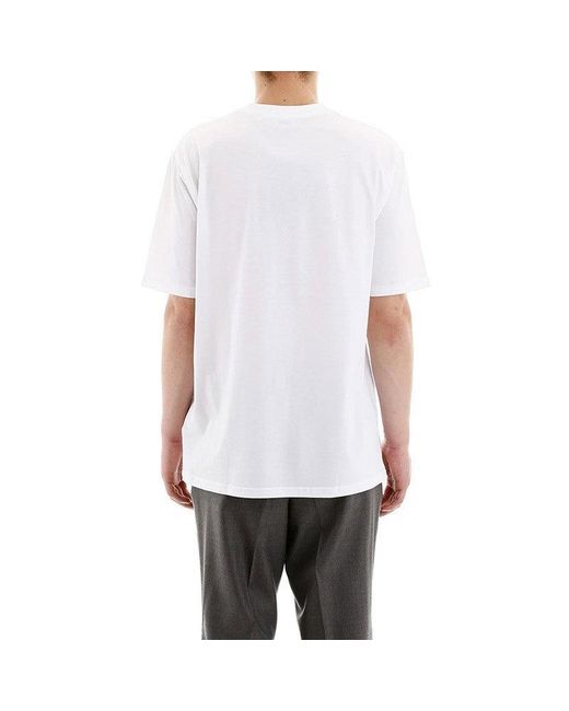 Burberry White Cotton Logo Printing Classic Short Sleeve