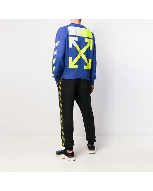 Off-White c/o Virgil Abloh Blue Ss19 Diagonals Crew Neck Sweater for men